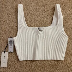 Aritzia White Estelle Sculpt Knit Crop Top XS NWT